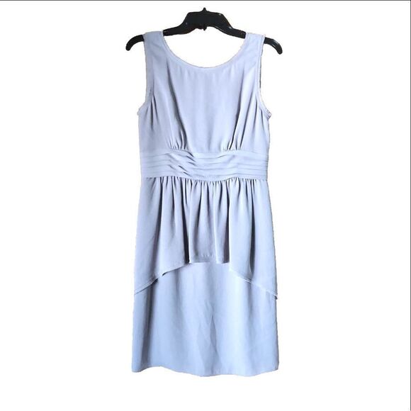 BCBGMAXAZRIA Rhea Sleeveless Chiffon Pleated Peplum Mini Dress Opal Grey - 8 - Picture 1 of 14
